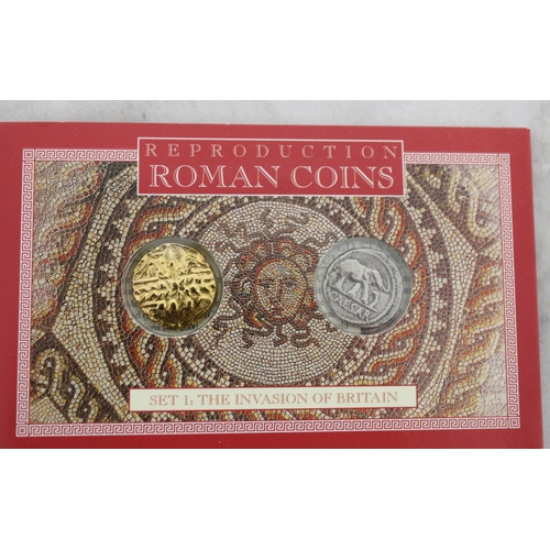 330 - Three Collectable Coins Inc-
Romulus & Remus 753-715 BC
Set 1 The Invasion Of Britain
Set 2 Roman Co... 