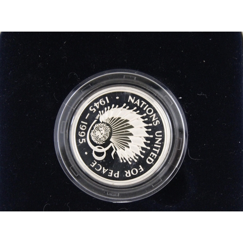 343 - Royal Mint 50th Anniversary Of The united Nations UK Silver Proof Two-Pound Coin Boxed