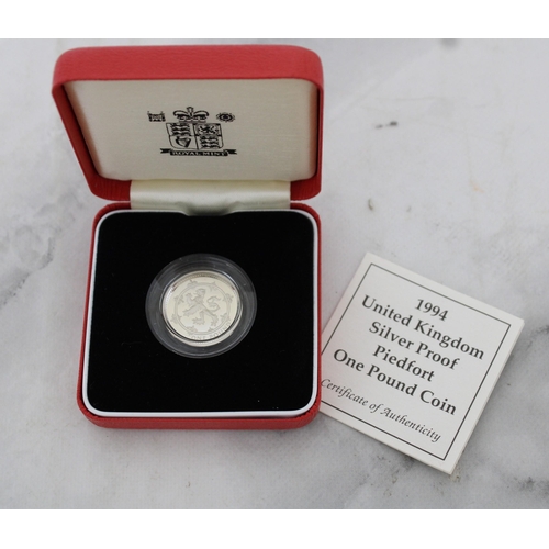 411 - Royal Mint 1994 UK Silver Proof Piedfort One Pound Coin Boxed