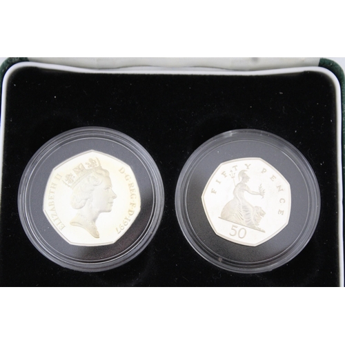 414 - 1997 Royal Mint UK Silver Proof Fifty Pence Two-Coin Set Boxed