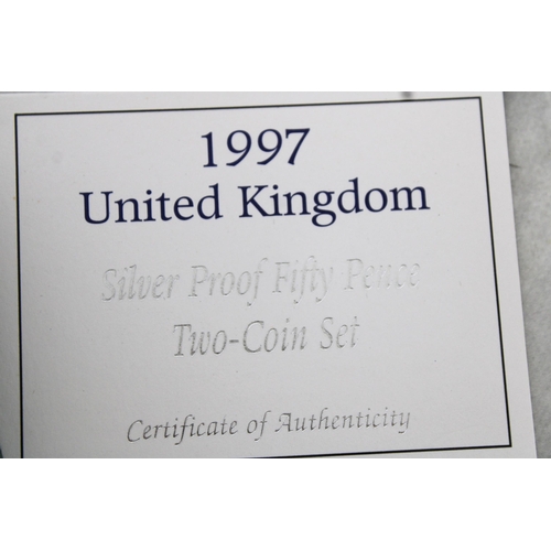 414 - 1997 Royal Mint UK Silver Proof Fifty Pence Two-Coin Set Boxed