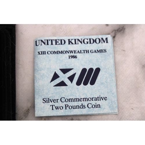 421 - XIII Commonwealth Games Scotland 1986 UK Silver Commemorative Two Pounds Coin  Boxed