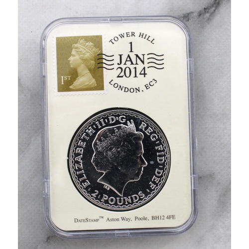 349 - 2014 Cased 1 0z Silver Britannia Coin