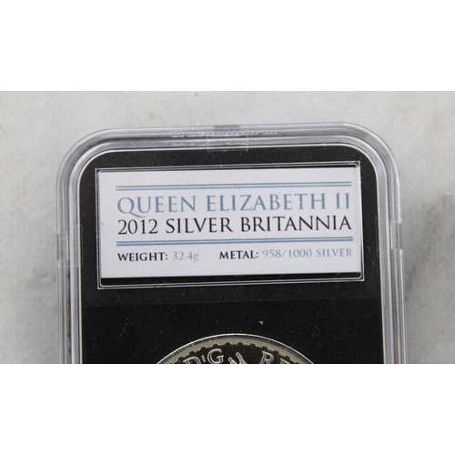 351 - Cased Queen Elizabeth 2012 Silver Britannia Coin