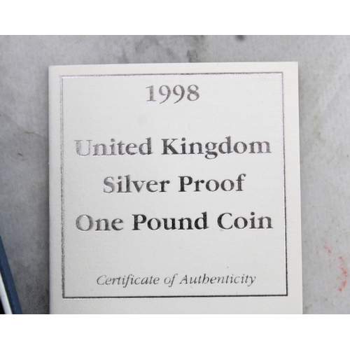 432 - Royal Mint 1998 UK Silver Proof One Pound Coin Boxed