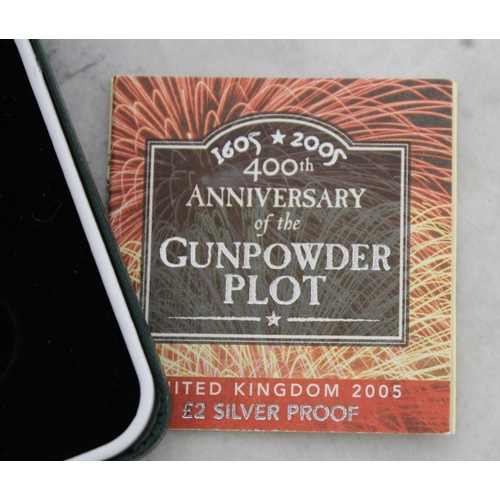 436 - Royal Mint 400th Anniversary Of The Gunpowder Plot UK 2005 £2 Silver Proof Boxed