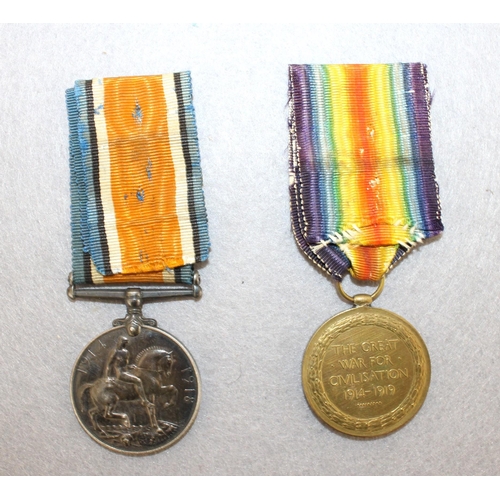 217 - Pair of WWI British War and Victory Medals - CORNER - LIVERPOOL REGIMENT

78414 PTE T CORNER, L'POOL... 