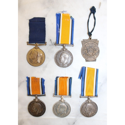 218 - Six Medals including Four WWI British War Medals

J.W. MCKERNAN - CHES REGT
T G TOZER CHES REGT
N BO... 