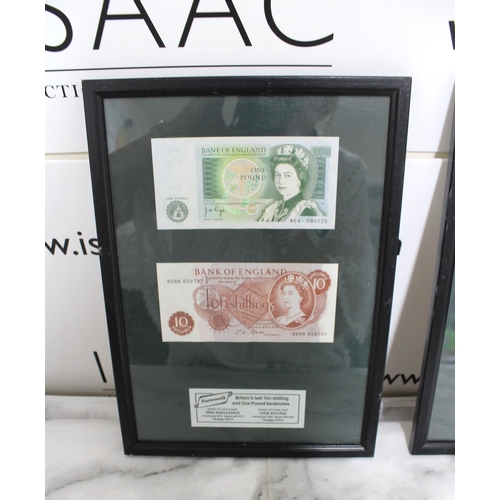 364 - Two Framed Bank Notes 31.5cm x 23cm 
Collection Only