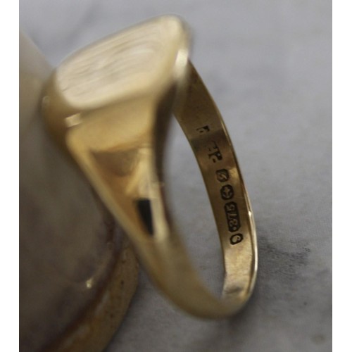 602 - Gents 9ct Gold Ring 5gms JBW Inscription Inside Anne 7.11.59 Size-X In Box