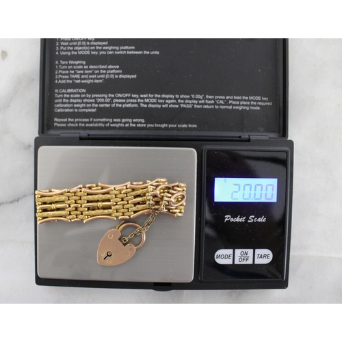 607 - Stamped W & H.S 9CT Gold Gate Bracelet  Weight-20.00g In A Box