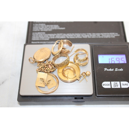 612 - Mixed Gold Items/Scrap Weight-16.95g