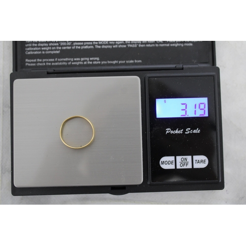 613 - Stamped 22ct Gold Band Ring Size-O Weight-3.19g In A Box