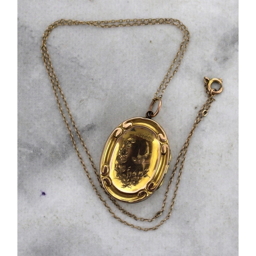 614 - Stamped 9ct Back & Front Locket & 9ct Necklace Length-16in Weight-3.87g In A Box