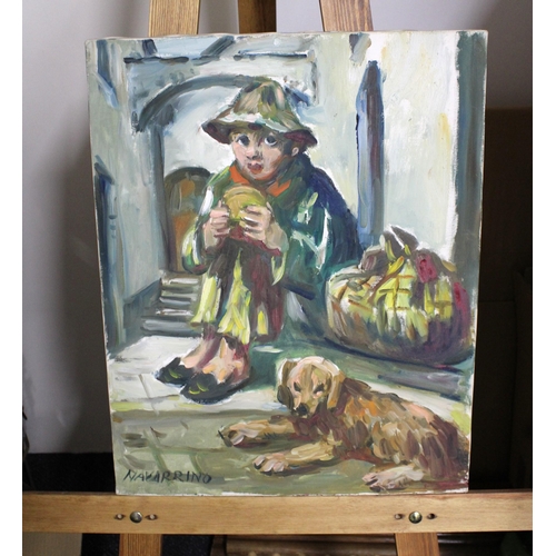 237 - NAVARRINO Italian Artist - Homeless Boy Eating with his Dog -  40 x 50cm
Collection Only