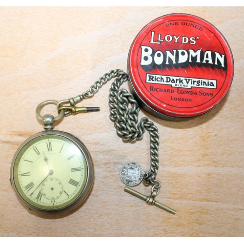 630 - Pocket Watch 5.5cm Diameter (Untested) In A Tin