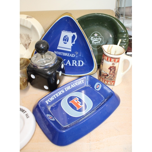 171 - Quantity Of Collectable Ash Trays & Beer Mats, Ceramic Tankard, Jug.
Collection Only