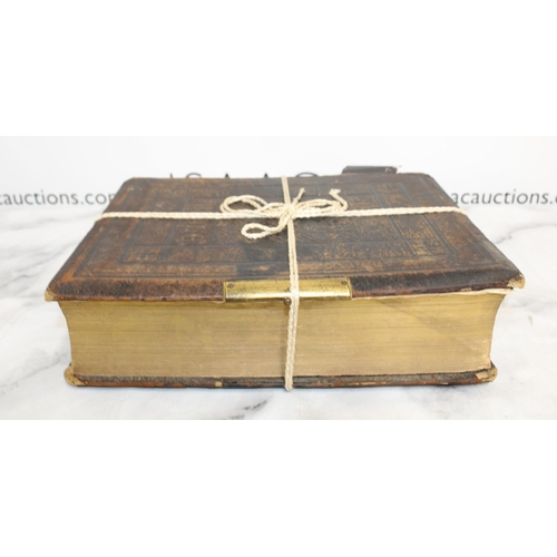 8 - OLD LEATHER GILT EDGED BIBLE