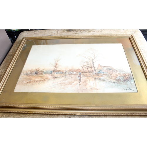 242 - Framed Water Colour Painting by L Wilton - Frame measures 88cm x 23cm
Collection Only