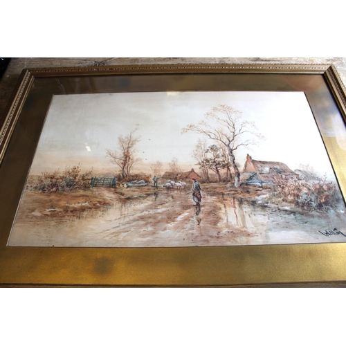 242 - Framed Water Colour Painting by L Wilton - Frame measures 88cm x 23cm
Collection Only