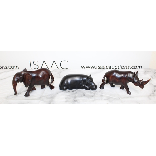 151 - African Wooden Animals x 3