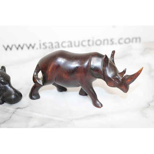 151 - African Wooden Animals x 3