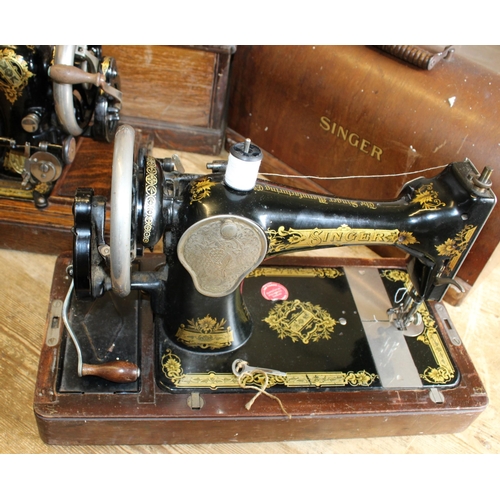 114 - Two Vintage Singer Sewing Machines in Cases - Both with Lockable Keys - Collection Only