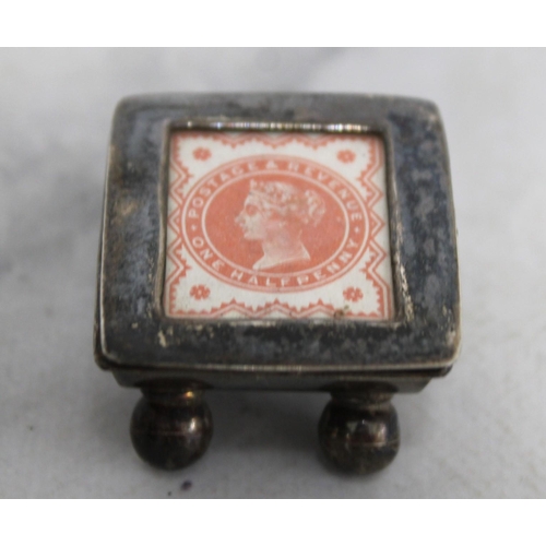 584 - Antique Silver 925 Marked Stamp Box