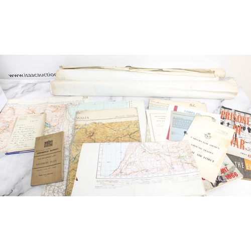 202 - Military Ordnance Survey Maps dated 1940, Military Books and Other Emphemra