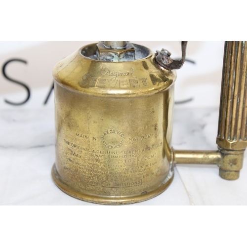 158 - Vintage Original Swedish Sievert Brass Blow Lamp