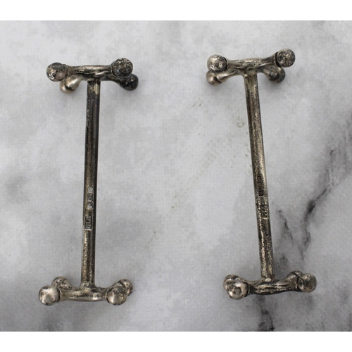 524 - Pair of Silver Hallmarked Cutlery Stands 7cm Long