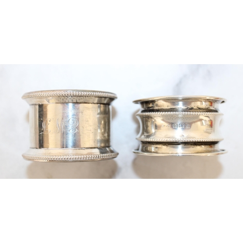 535 - Two Hallmarked Silver Napkin Rings