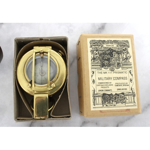 290 - The MK111 Prismatic Military Compass in Box of Issue along with Leather Carry Case