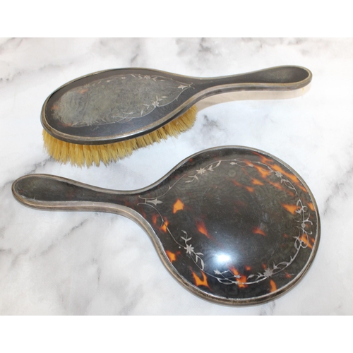 540 - Two Silver Hallmarked Tortoiseshell Vanity Items