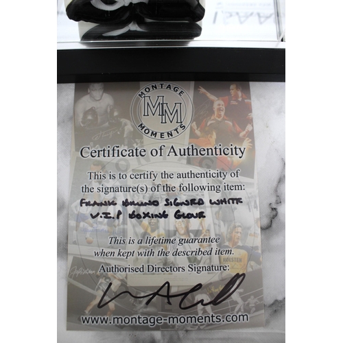 248 - Signed FRANK BRUNO WHITE V.I.P BOXING GLOVE Cased With Certificate Of Authenticity Montage Moments
C... 