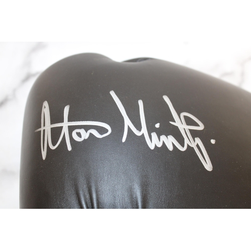 249 - Signed ALAN MINTER BLACK LONSDALE BOXING GLOVE Uncased With Certificate Of Authenticity Montage Mome... 