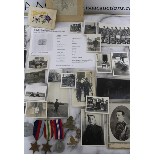 269 - WW2 Royal Artillery PoW Dogtag, Medals & Family Photos Father Also RA WW1 & Later Plus Post WW2