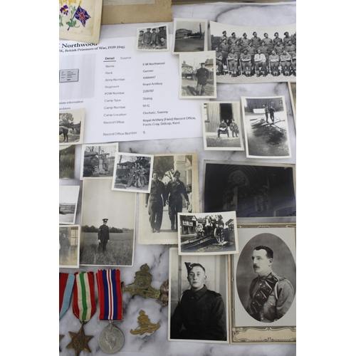 269 - WW2 Royal Artillery PoW Dogtag, Medals & Family Photos Father Also RA WW1 & Later Plus Post WW2