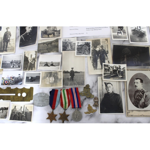 269 - WW2 Royal Artillery PoW Dogtag, Medals & Family Photos Father Also RA WW1 & Later Plus Post WW2