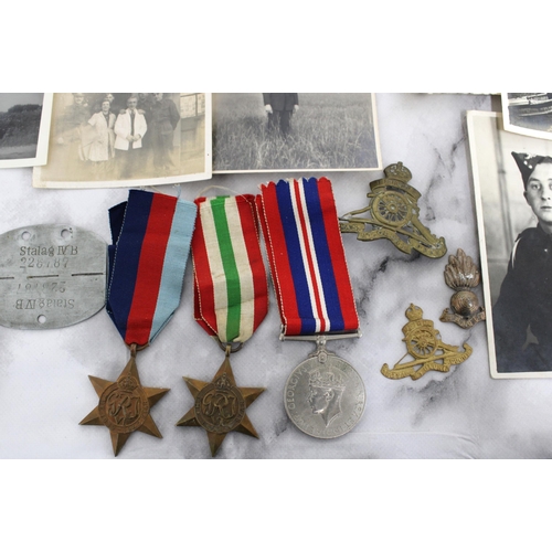 269 - WW2 Royal Artillery PoW Dogtag, Medals & Family Photos Father Also RA WW1 & Later Plus Post WW2