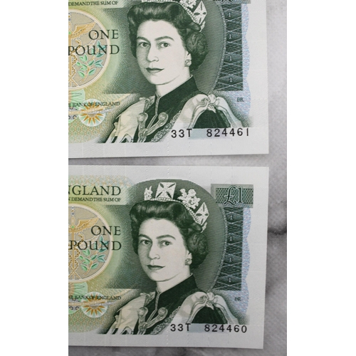 337 - Two Consecutive One Pound Notes Cashier Jo Page