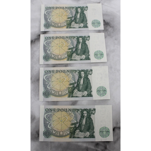 344 - Four Consecutive £1 Pound Notes Cashier D.H.F.Somerset