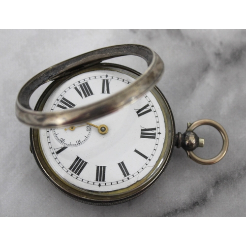 496 - Stamped 925 Silver Pocket Watch Untested
Front Not Closing