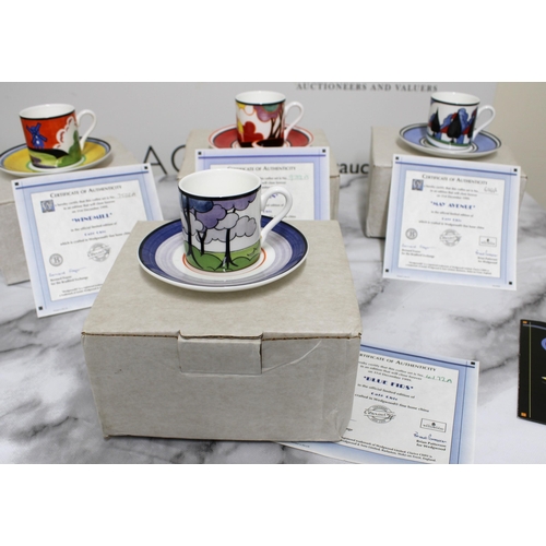 134 - CAF'E CHIC Clarice Cliff Wedgwood A Bradford Exchange Recommendation Boxed Limited Edition Cups & Sa... 