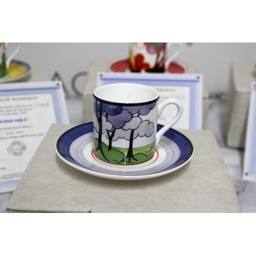 134 - CAF'E CHIC Clarice Cliff Wedgwood A Bradford Exchange Recommendation Boxed Limited Edition Cups & Sa... 