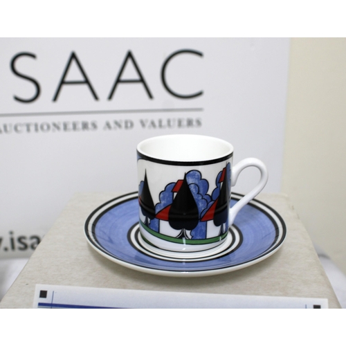 134 - CAF'E CHIC Clarice Cliff Wedgwood A Bradford Exchange Recommendation Boxed Limited Edition Cups & Sa... 