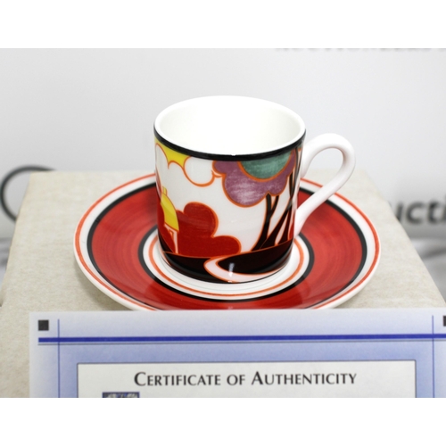 134 - CAF'E CHIC Clarice Cliff Wedgwood A Bradford Exchange Recommendation Boxed Limited Edition Cups & Sa... 