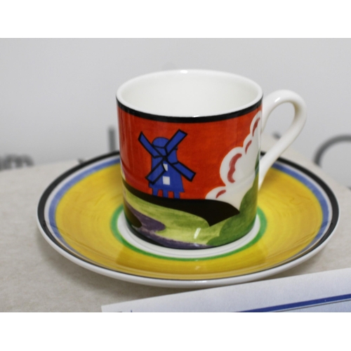 134 - CAF'E CHIC Clarice Cliff Wedgwood A Bradford Exchange Recommendation Boxed Limited Edition Cups & Sa... 