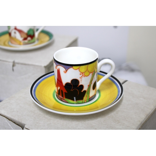 51 - CAF'E CHIC Clarice Cliff Wedgwood A Bradford Exchange Recommendation Boxed Limited Edition Cups & Sa... 