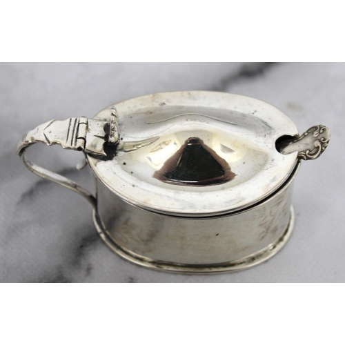 555 - Silver Hallmarked Mustard Pot & Spoon